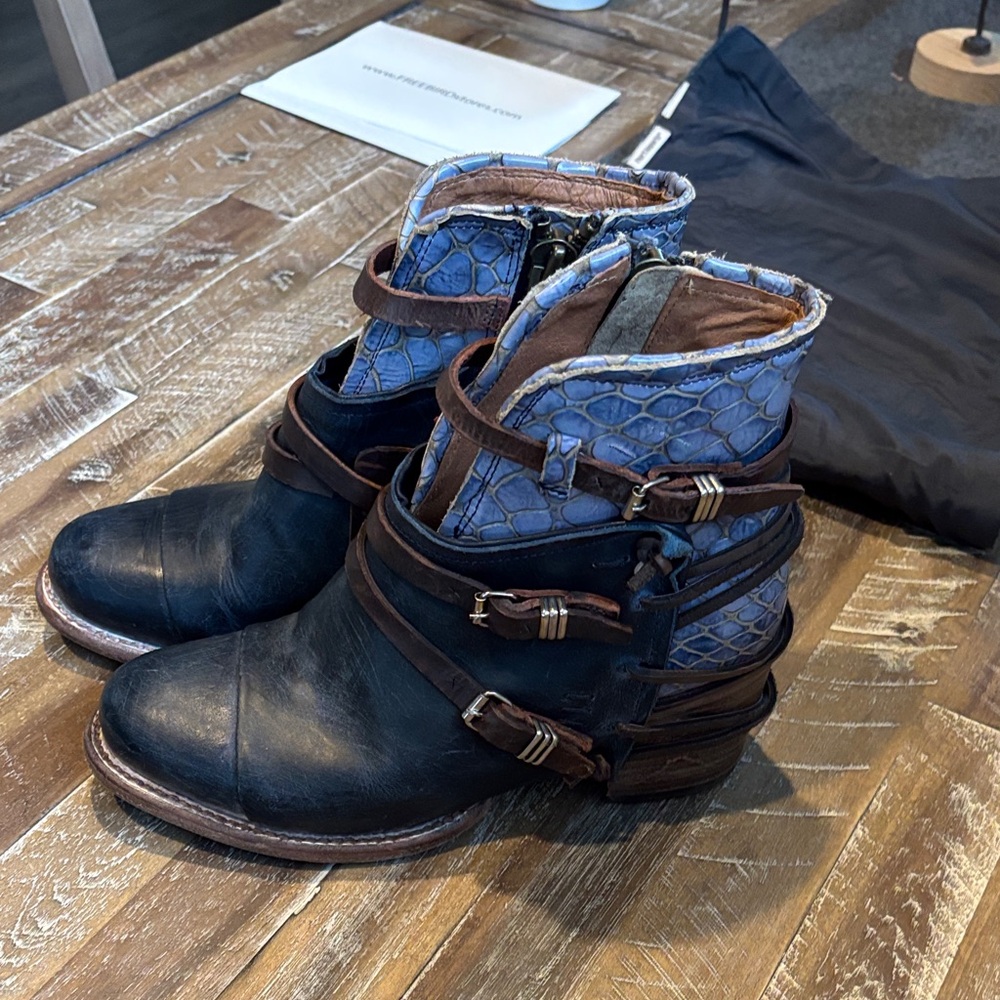 Freebird .Blue Ankle Boots. Size 10